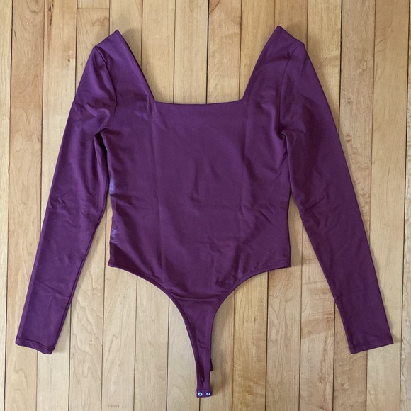 Maroon silk bodysuit from Francesca’s. Size L. Like new. - Picture 2 of 2